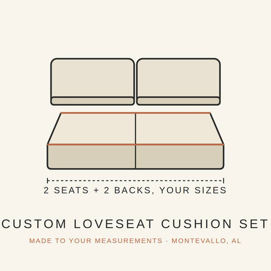 Custom loveseat cushion set made to your measurements